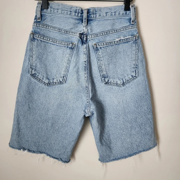 Agolde | Ultra High Rise Raw Hem Long Denim Shorts - Size 25 - Picture 6 of 9